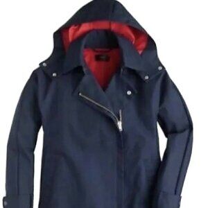 Women's JCrew Belvedere A Line Navy Blue Swing Trench Coat Size S NWOT